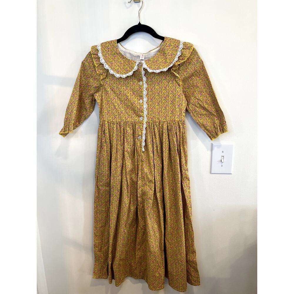 Relibeauty Girls Prairie Floral Maxi Dress Peter Pan Collar Cottagecore